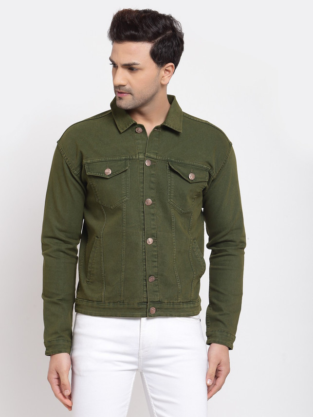 Sleeve Solid Men Denim Jacket 