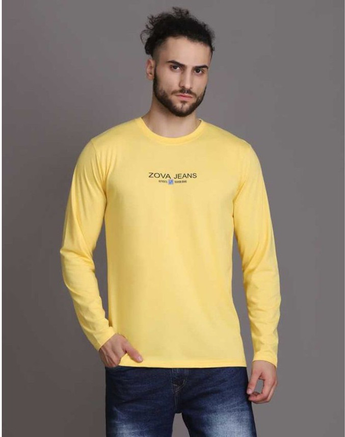 INKKR Printed Men Round Neck Yellow T 