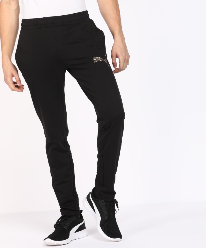 puma solid men black track pants