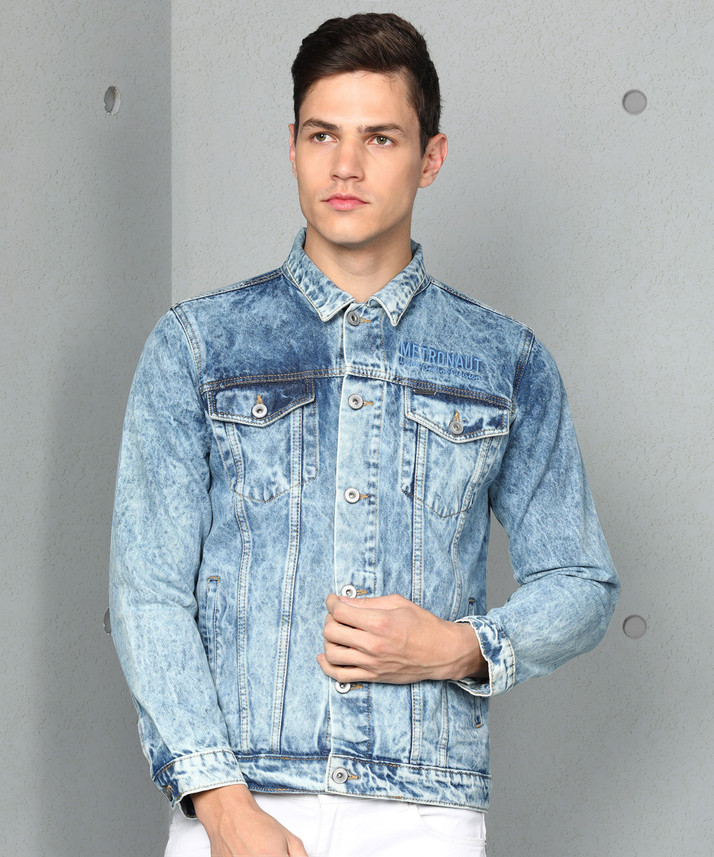 Sleeve Washed Men Denim Jacket 
