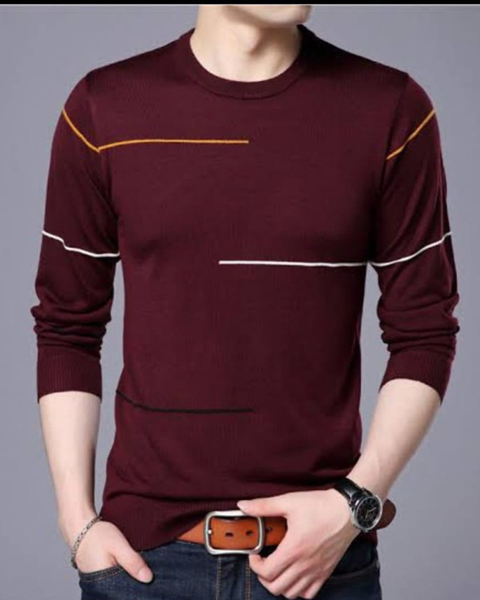 Ruggstar Striped Men Round Neck Red T 