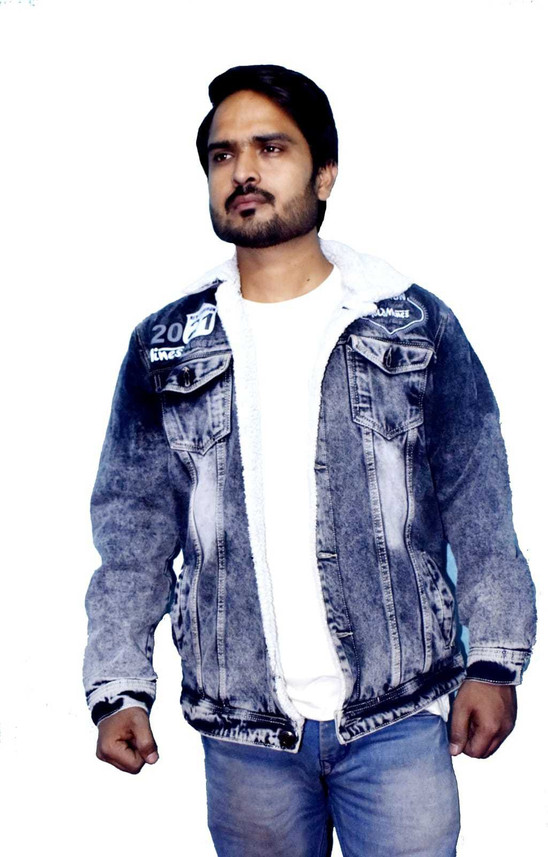 mom lap Full Sleeve Washed Men Denim 