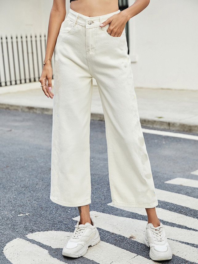 Perfect Outlet Flared Women White Jeans 
