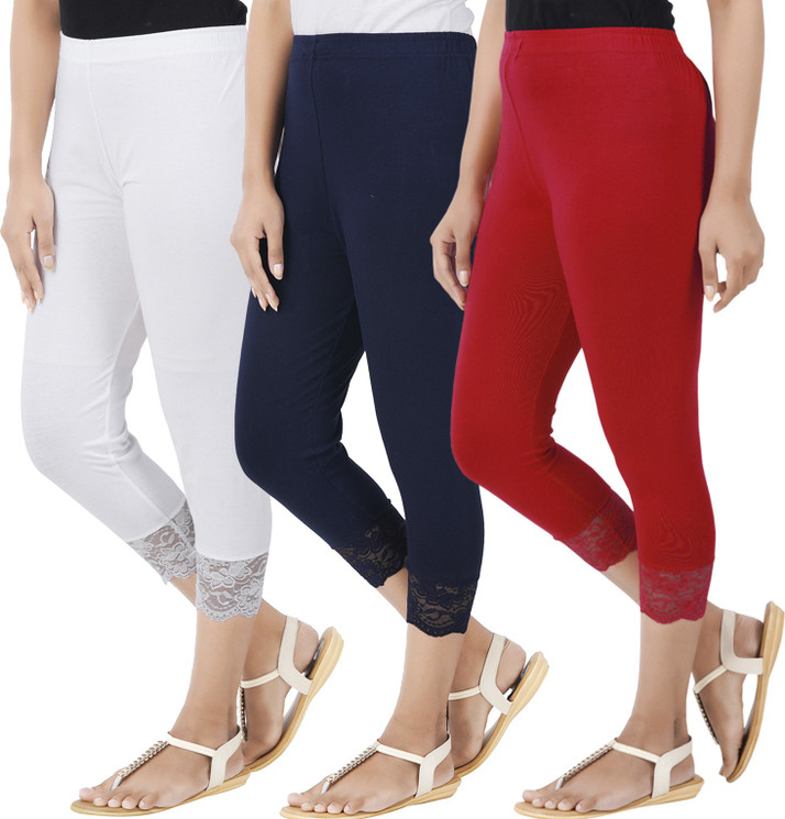 BEFLI Capri Leggings Women White, Blue 