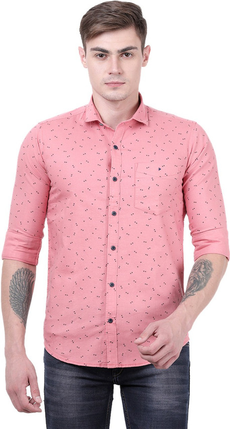 Volume Zero Men Printed Casual Pink 