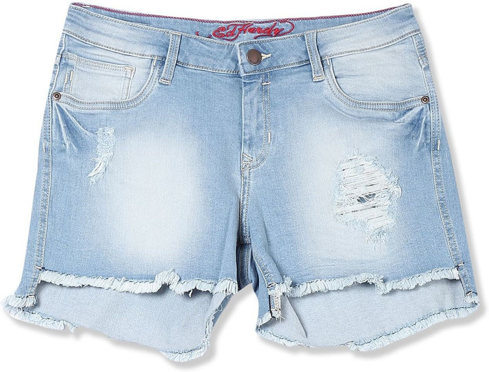 ED HARDY Self Design Women Blue Denim 