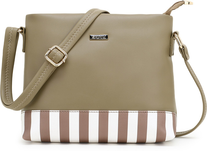 Exotic Khaki Sling Bag Dual Check Cross 