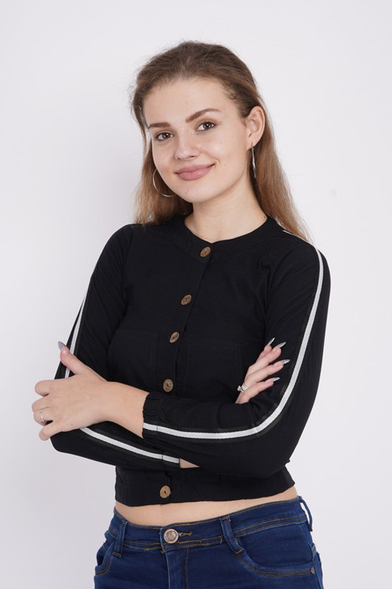 Mia Fashion Women Striped Casual Black 