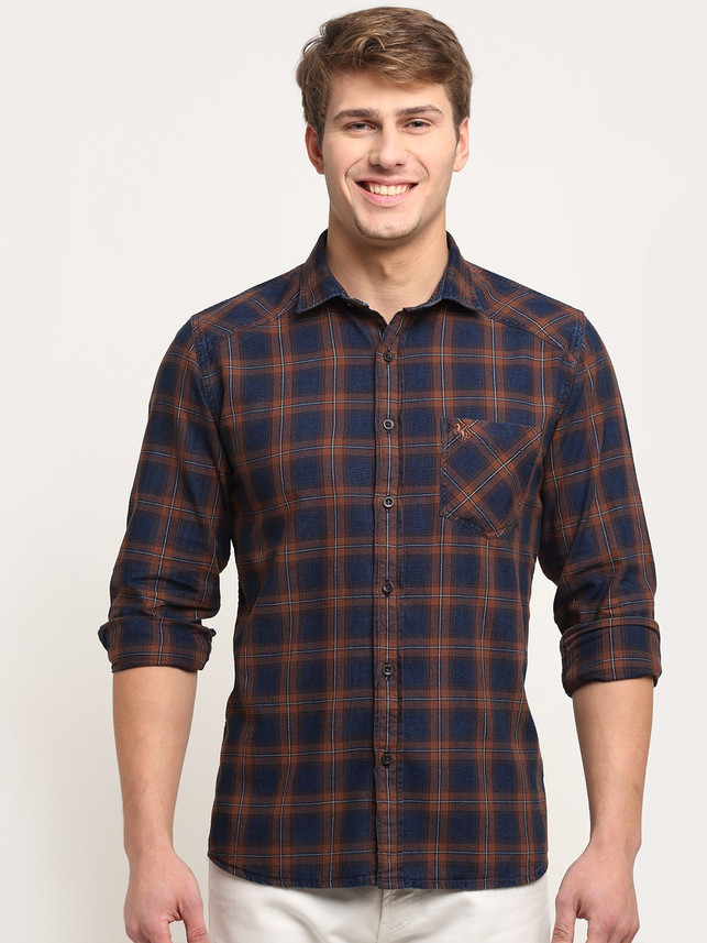 CANTABIL Men Checkered Casual Dark Blue 