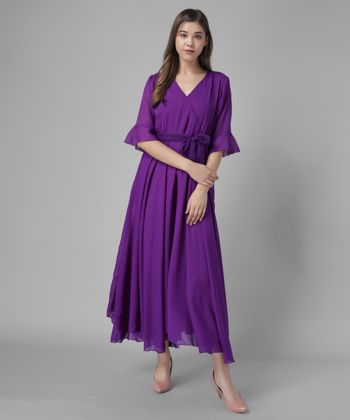 Raabta Fashion Women Maxi Purple Dress 