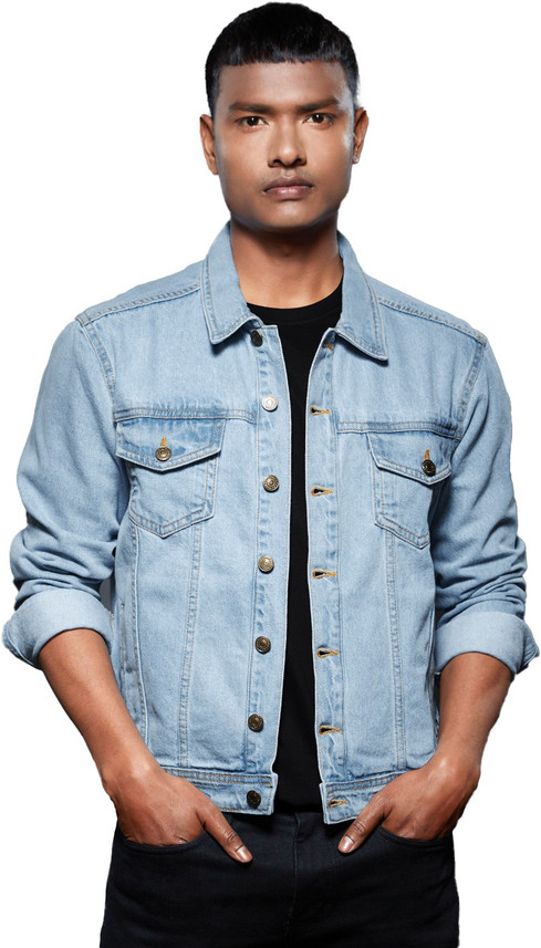 Full Sleeve Solid Men Denim Jacket 