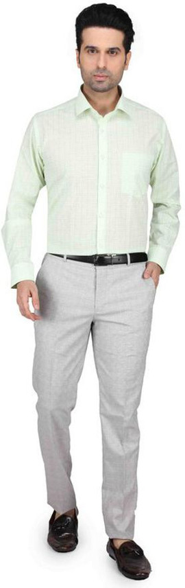 CITY Men Solid Casual Light Green Shirt 