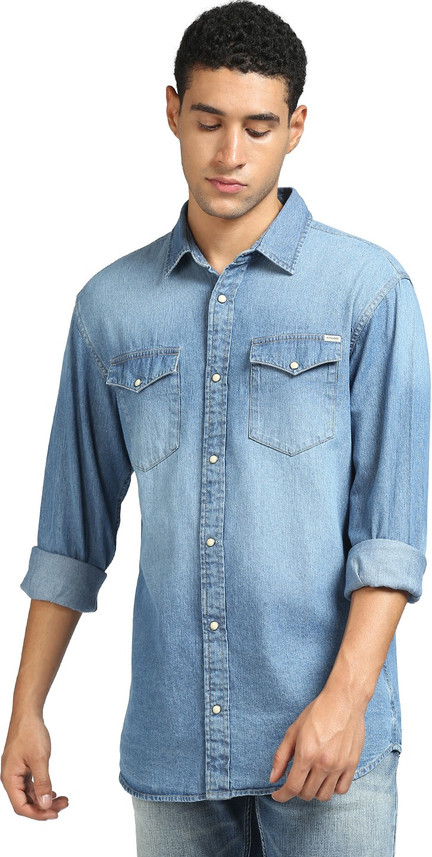 Buy JACK \u0026 JONES Men Solid Casual Blue 