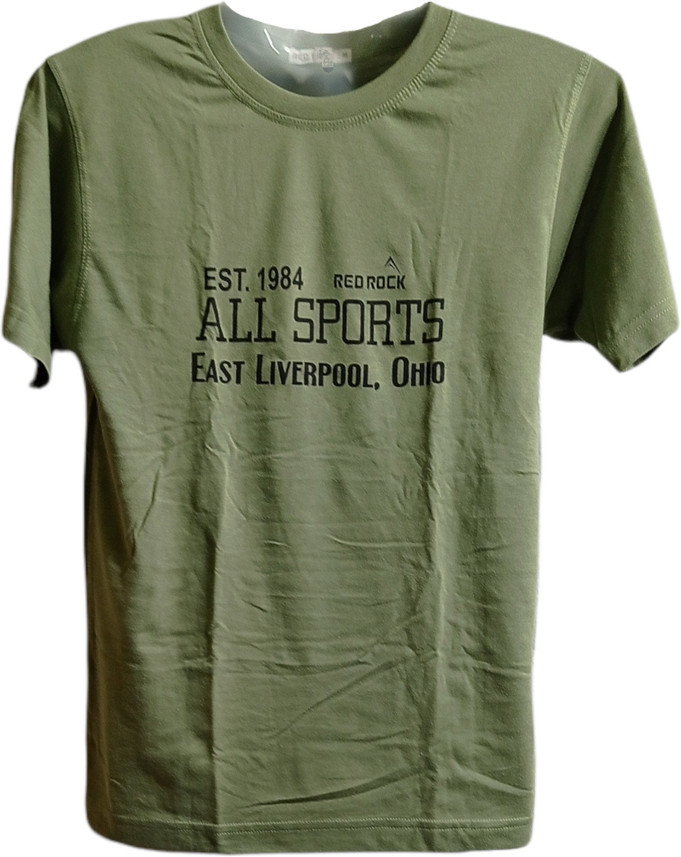 Gio Typography Men Round Neck Green T 