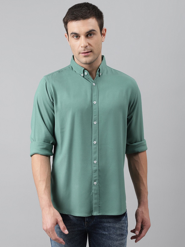 Dennis Lingo Men Solid Casual Green 