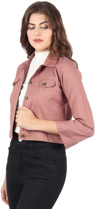Sleeve Solid Girls Denim Jacket 