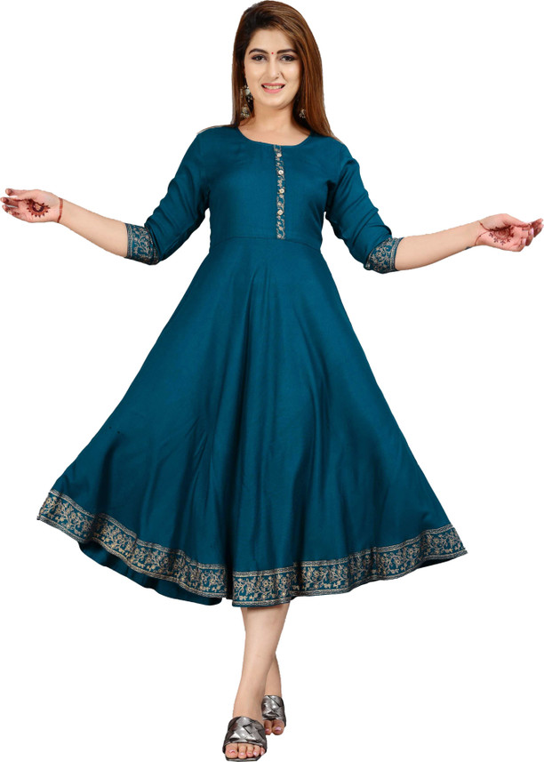 Tanisha Women Solid Flared Kurta - Buy 