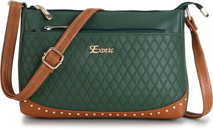 Exotic Green Sling Bag Studded Sling 