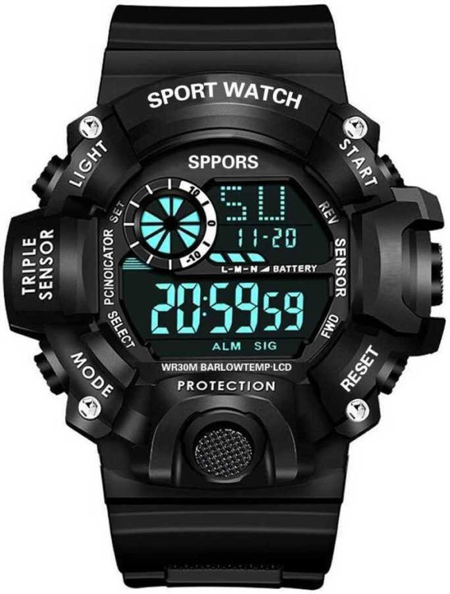 black dial digital watch