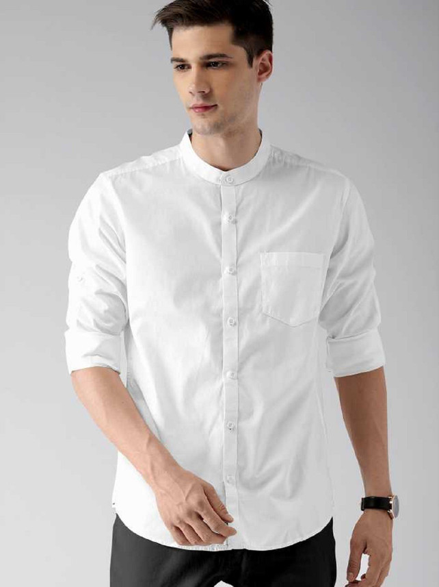 Lizzy Men Solid Casual White Shirt 