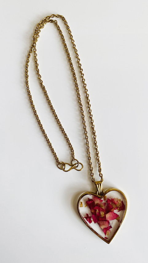 Filled Rose Petal Resin Pendant 