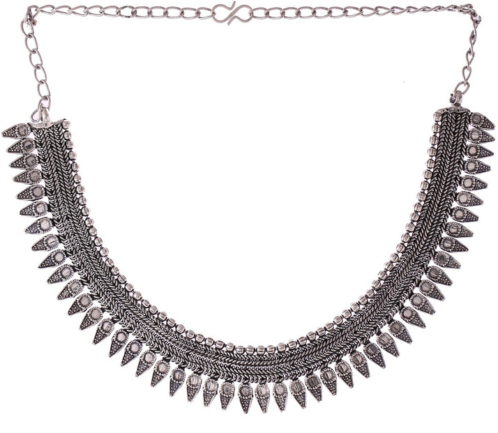 Foxiie Trends Oxidised Silver Choker 