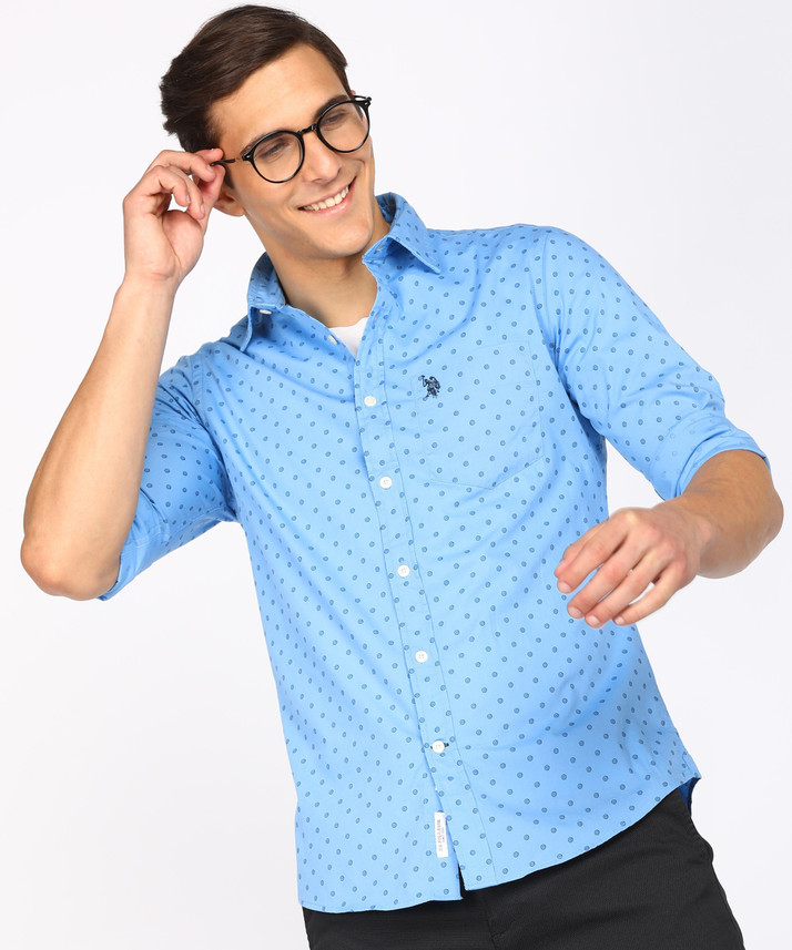 POLO ASSN. Men Solid Casual Blue Shirt 