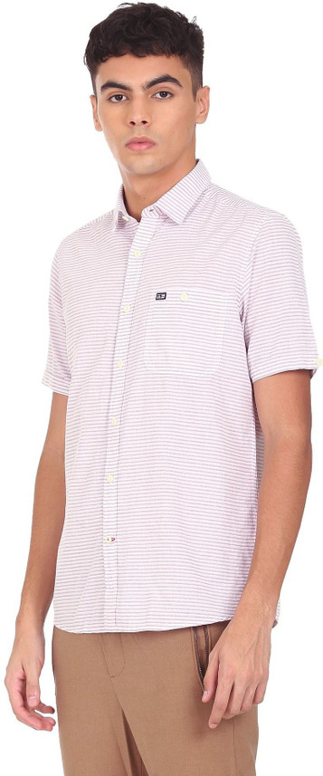 ARROW Men Striped Casual White, Pink 