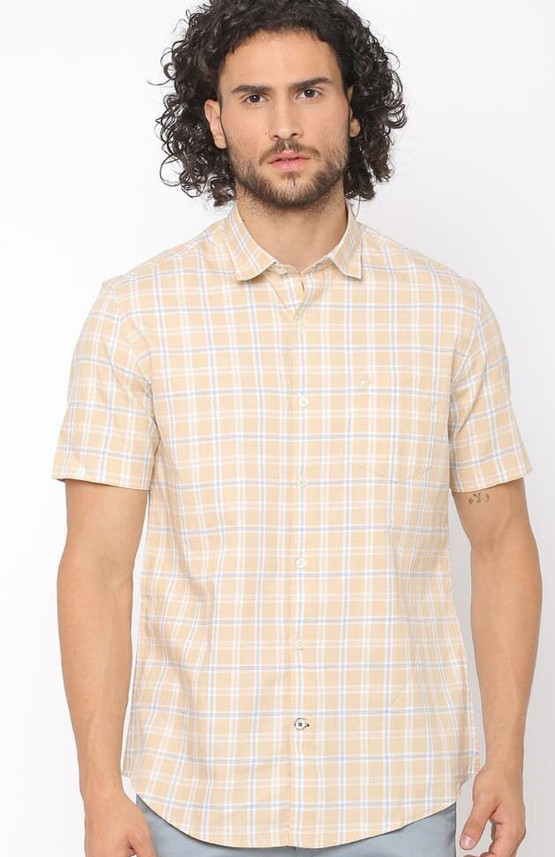 Netplay Men Checkered Casual Yellow 