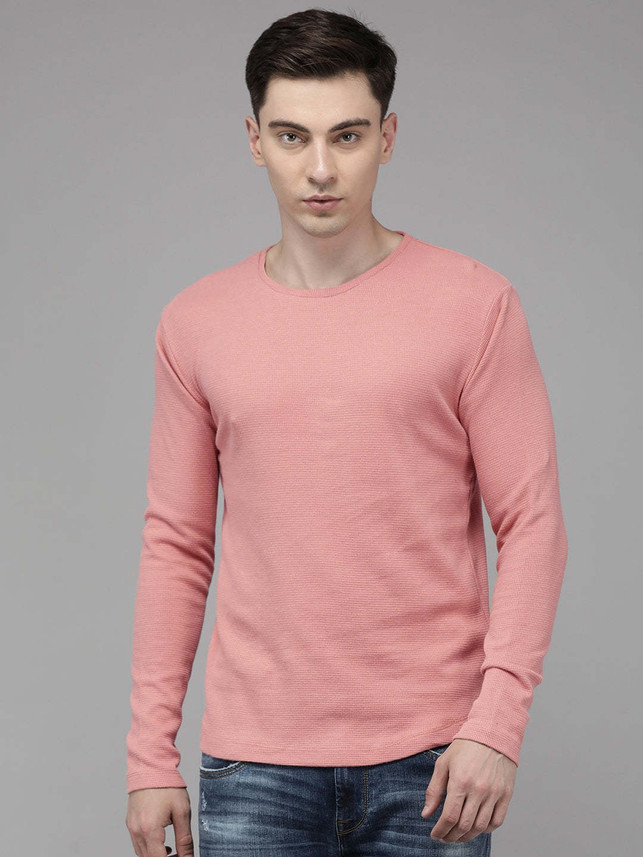 VOI JEANS Solid Men Round Neck Orange T 