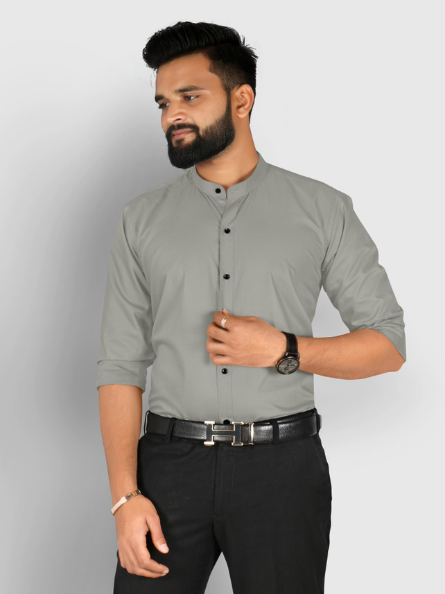 FIBERMILL Men Washed Casual Grey Shirt 