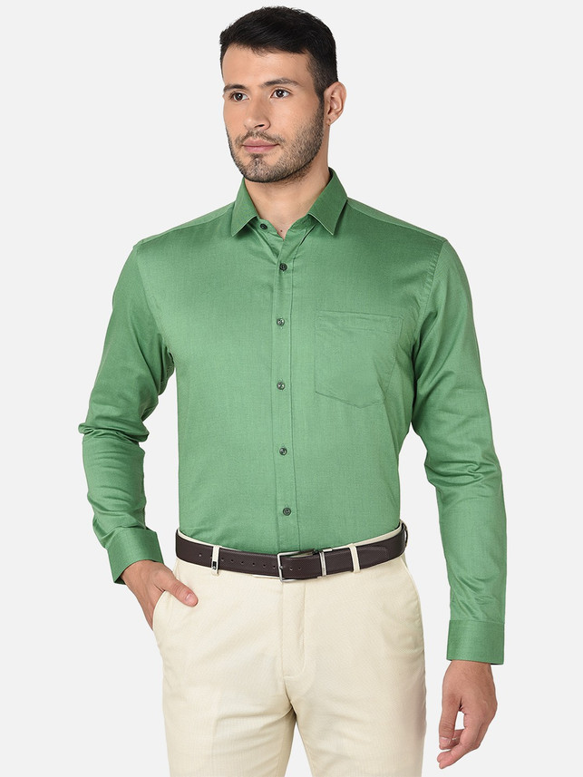 OXEMBERG Men Solid Formal Green Shirt 