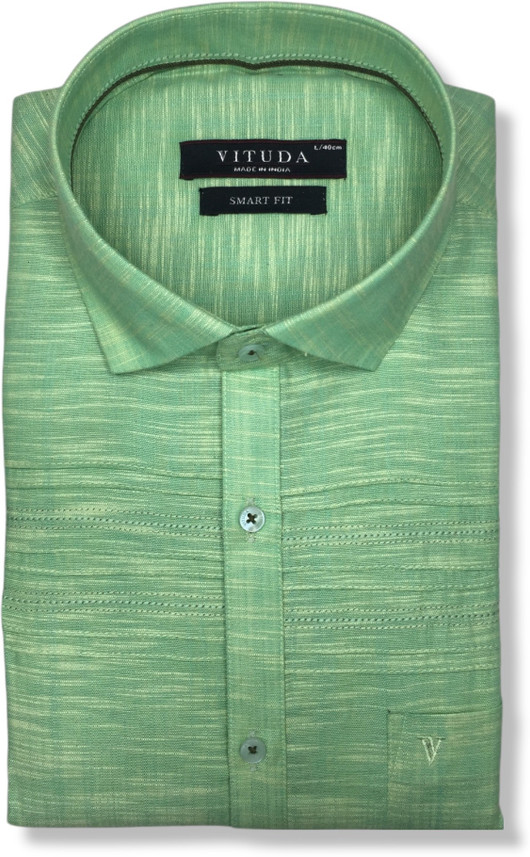 Vituda Men Solid Party Green Shirt 