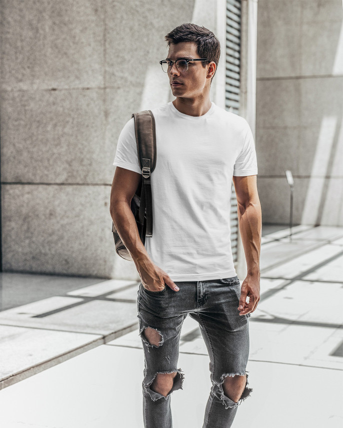 Buy KARDHAR Solid Men Round Neck White 