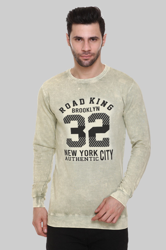 ROADKING Washed Men Round Neck Denim 