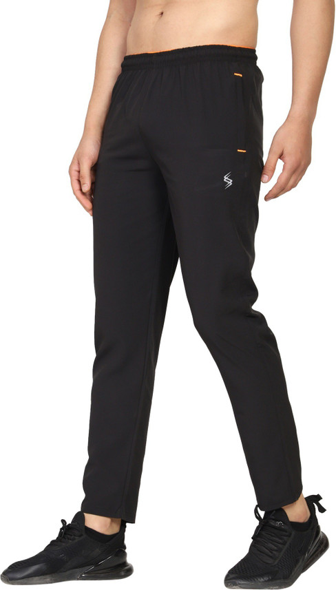 stormshape Solid Men Black Track Pants 