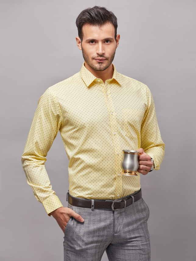 OXEMBERG Men Printed Formal Yellow 