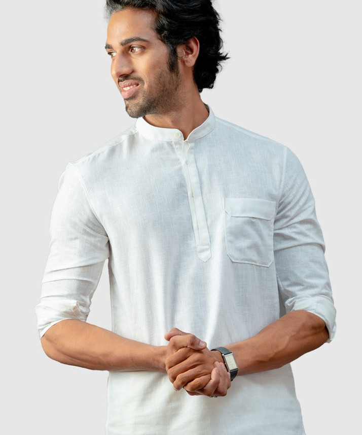 White Men Solid Casual White Shirt 