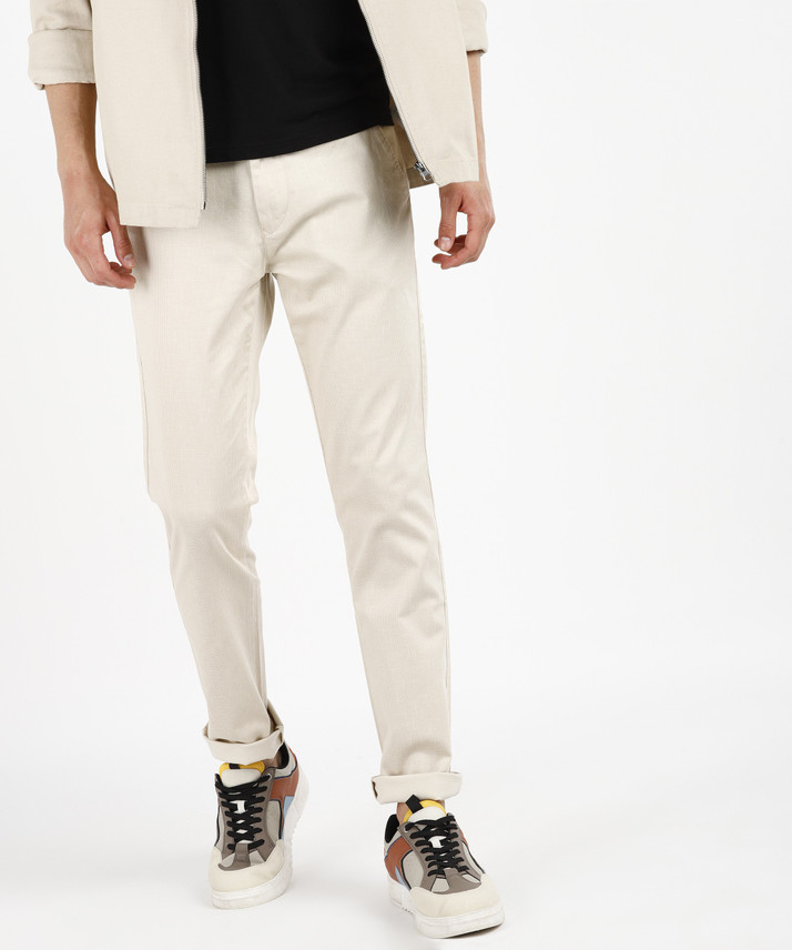 KILLER Slim Fit Men Cream Trousers 