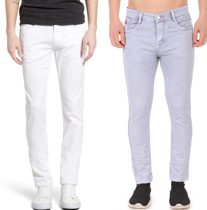 R HOOD Regular Men Grey, White Jeans 