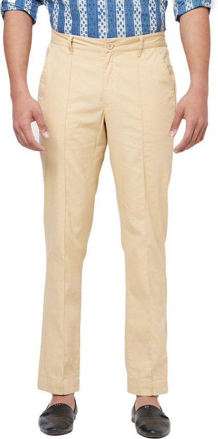 Fabindia Regular Fit Men Beige Trousers 