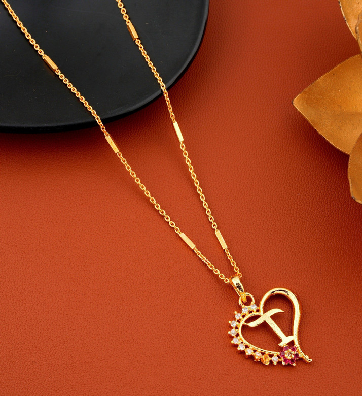 letter Diamond Pendant locket chain 