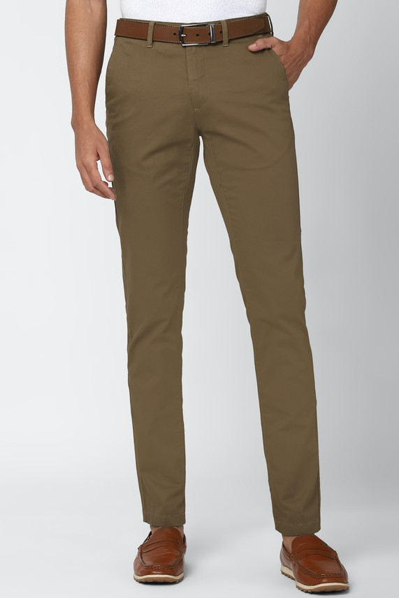 VAN HEUSEN Slim Fit Men Brown Trousers 