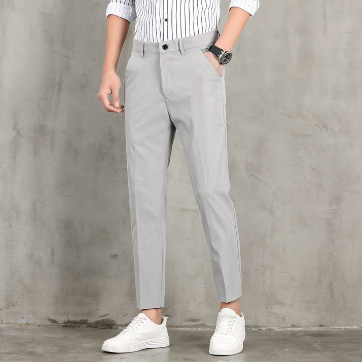 white luxury Slim Fit Men Silver 