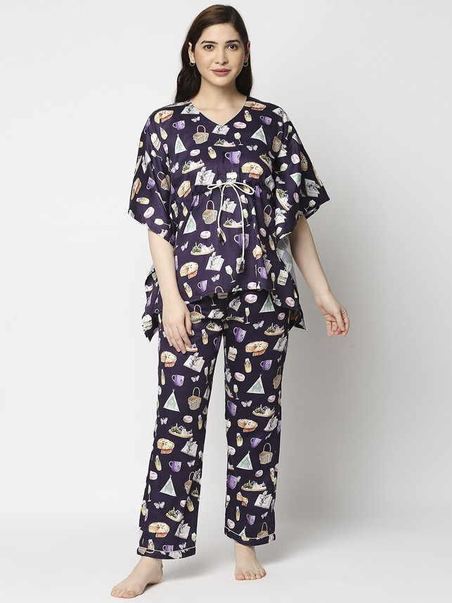 Pyjama Party Women Printed Purple Night 