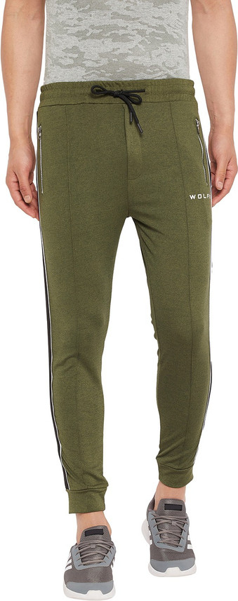 Wolfit Striped Men Green Track Pants 