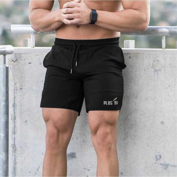 Plus91 Printed Men Black Regular Shorts 