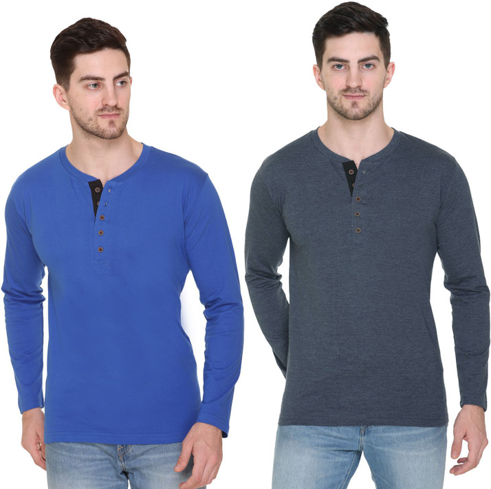 Buy aarbee Solid Men Henley Neck Blue 