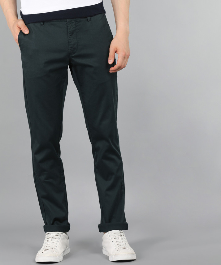INDIAN TERRAIN Slim Fit Men Dark Green 