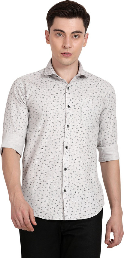 Men Printed Casual Grey Shirt 